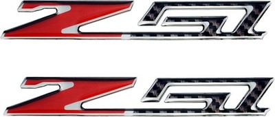 Pair Set Corvette C7 Z51 Emblem Carbon Fiber Stingray Badge Sticker (Silver Red)