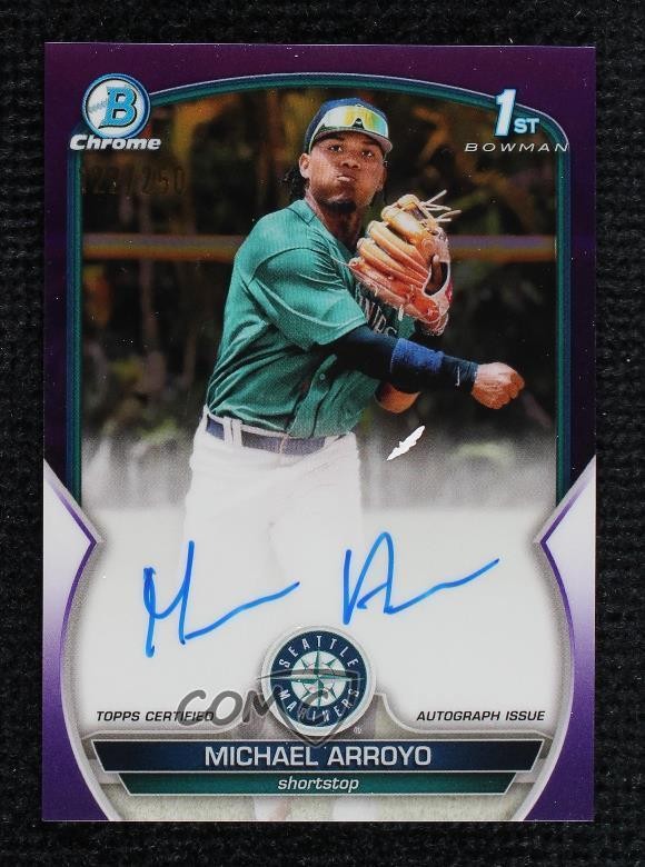 2023 Bowman Chrome Prospect Purple Refractor /250 Michael Arroyo #CPA-MA Auto