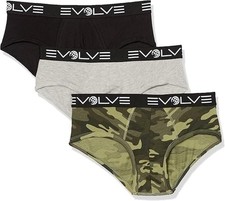 2 x ist Evolve Cotton 6 Pk No Show Low Rise Bikini Brief Black Gray Chamo Large
