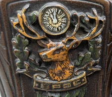 Antique Judd Cast Iron Elk Bookends BPOE Lodge Arts & Crafts Rustic Cabin Decor