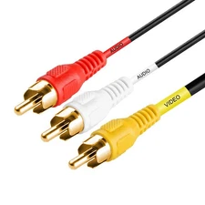 RCA Cable 25FT Composite 3RCA Male Audio Video Cord AV Yellow Red White Plugs