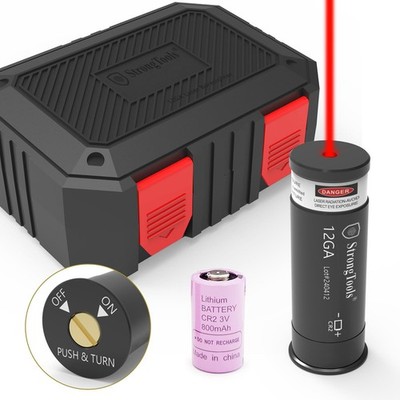 StrongTools 12GA Laser Bore Sight with Switch and High-Capacity Red 