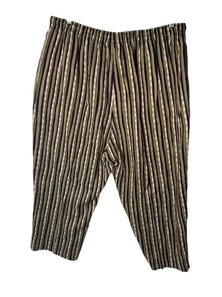 Pantalones De Colección Sag Harbor Rayón Elástico Cordón Cintura Rayas Para Mujer Talla 2x Grande Foto 2 de 4