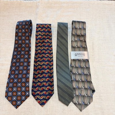 Mens Necktie Lot of 4 Robert Talbott Calvin Klein Arrow Silk Geometric