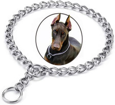 Durable Silver Dog Chain Collar Stainless Steel Choke Cuban Link Necklace Pet Tr