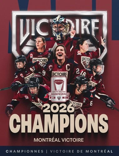 PWHL MONTREAL VICTOIRE 2026 WALTER CUP CHAMPIONS FRIDGE MAGNET 4.75" X 3.5"