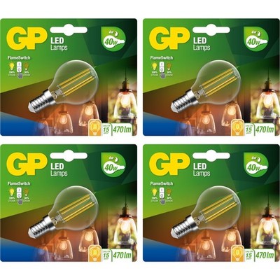 4x GP Vintage LED-Lampe Filament E14 G45 4W 40W Mini Globe Birne Leuchtmittel