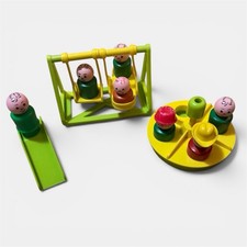 Fisher Price Little People Playground Green Yellow Merry Go Round Swing Slide