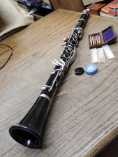 Vtg Unbranded Clarinet with Reeds 26.75" France Ligature Good Cork Keys Work