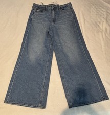 American Eagle Super High Rise Wide Leg Jeans Pants Sz 14 Blue NWT