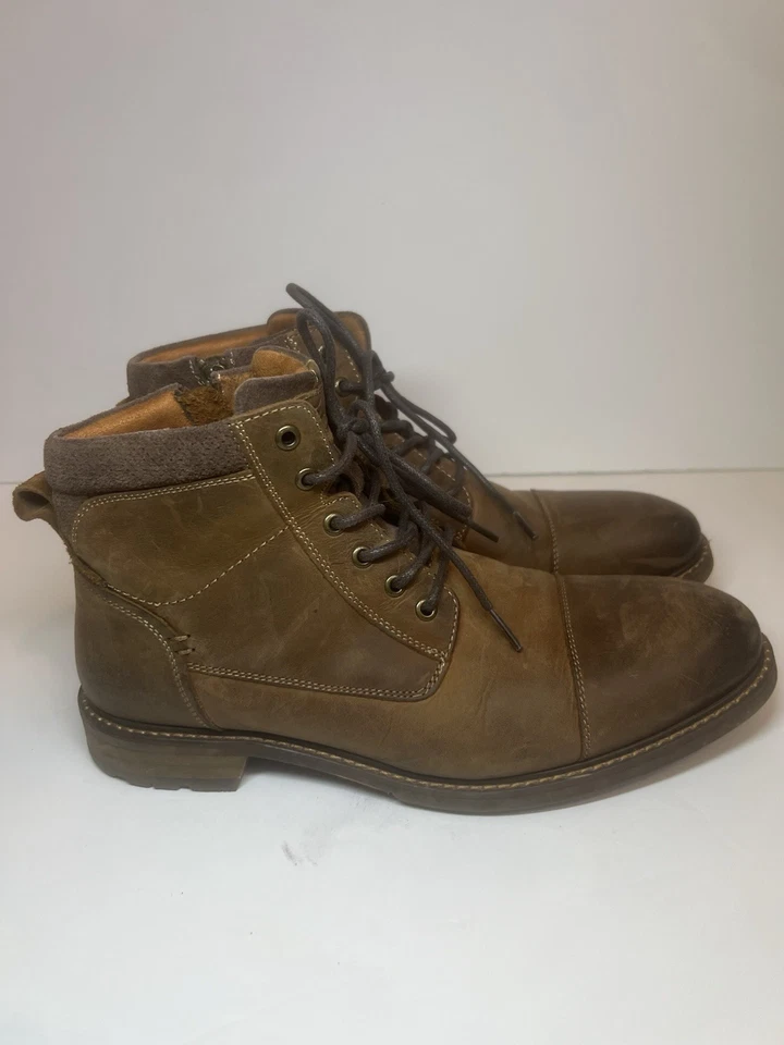Botas estilo combate de cuero marrón con cremallera lateral para hombre Florsheim Lodge talla 8,5 W Foto 2 de 4
