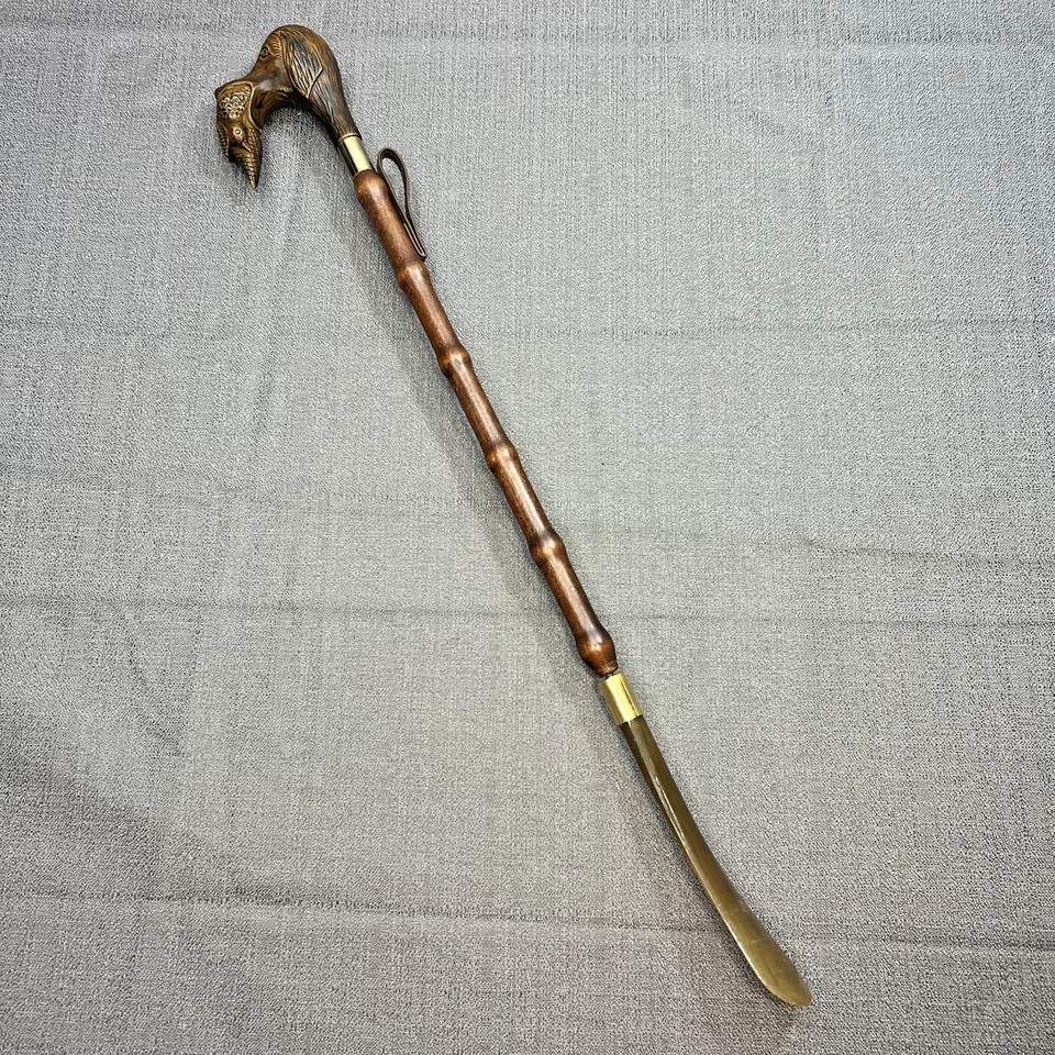 Long Shoe Horn Carved Gun Dog Head Carrying Game Bird Wood/Resin Made in Italy - Image 2 of 4