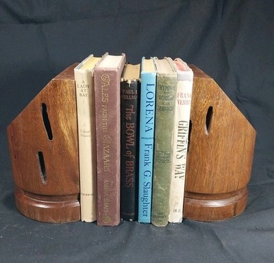  Mesquite Wood Book Ends And Vintage Books Decorative Piece 