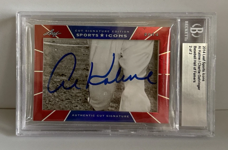 2014 Leaf Sports Icons Cut Signatures Al Kaline/Charlie Gehringer 🔥2/2 HOF (AU) - Image 2 of 4
