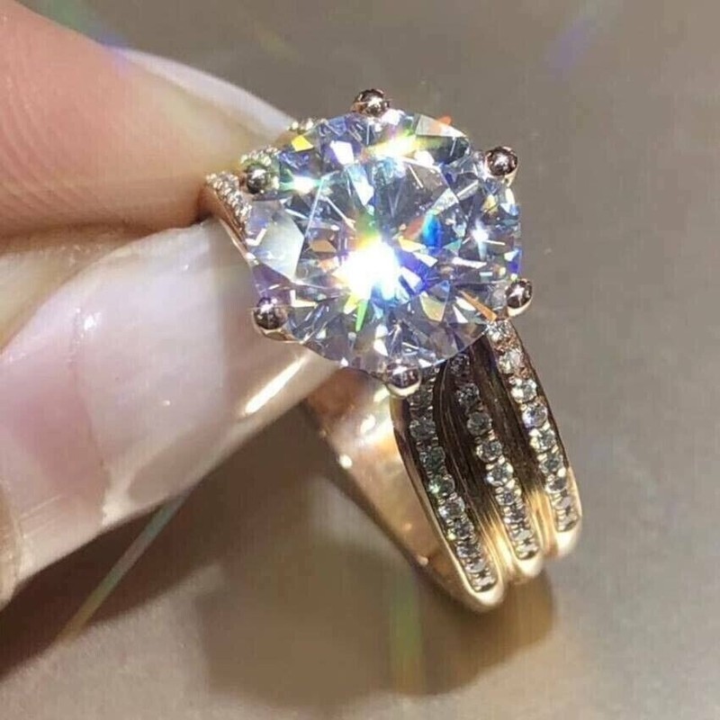 2Ct Round Cut Lab Created Moissanite Halo Engagement Ring 14K Rose Gold Plated
