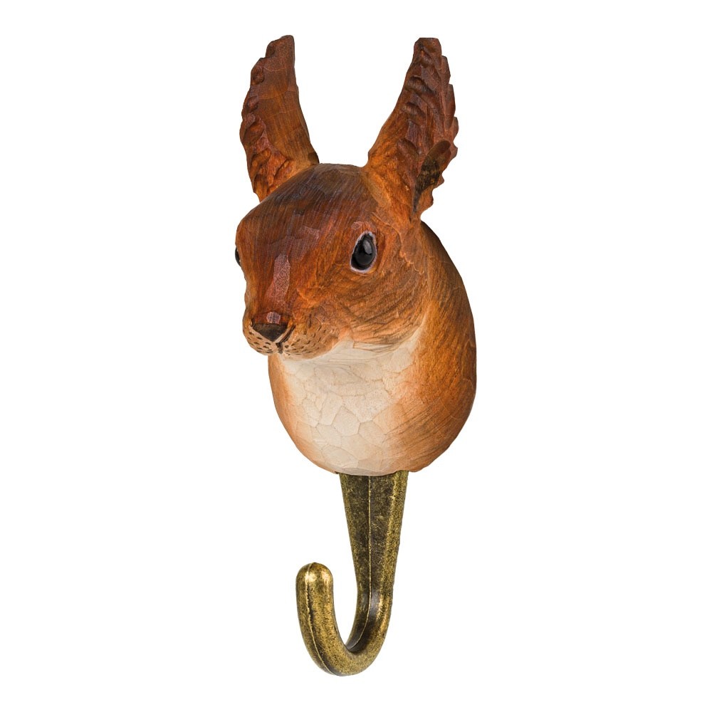 Wildlife Garden Hook Hand Carved Squirrel