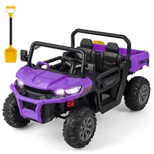 12V 2-Seater Kids Ride On Dump Truck with Dump Bed and Shovel-Purple - Color: Pu