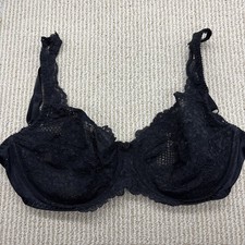 Vintage Victoria's Secret 36D black lace unlined semi sheer underwire Bra