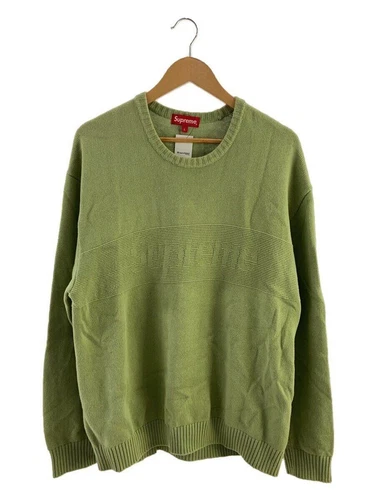 Pull tricot Supreme 22SS ton lambrissé (mince L coton vert occasion