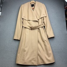 TED BAKER Coat Size 3 UK 12 Beige Wrap Long Wool Cashmere Belted Jacket MADIGAN