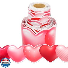 Wonmon 36 Ft Valentine  s Day Bulletin Board Border Roll, Cute Valentines Hear...