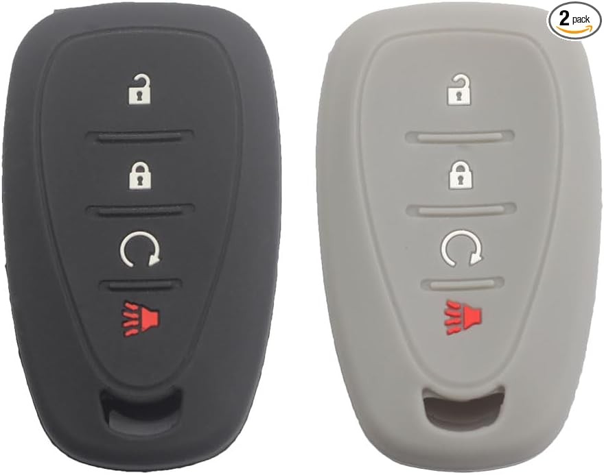 2pcs 4 Button Smart Key Fob Silicone Rubber Case Cover Prote Color: black gray