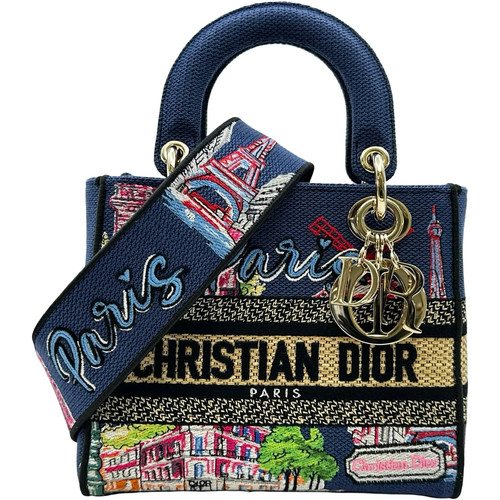 DIOR Lady Dior Light Small Souvenir Paris Multicolor Canvas #OKB9239
