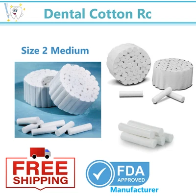 AMERICAN GOODS 2000 x Dental Cotton Rolls Premium Quality Size #2 Medium Nonsterile, 3/8" Roll