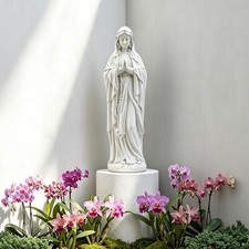 Virgin Mary Garden Statue 30" Tall, Weather-Resistant Magnesia Outdoor Sculpture