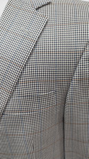 HART SCHAFFNER MARX Men's 38S Silk/Wool Beige HOUNDSTOOTH Blazer Jacket VEUC  