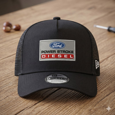 Premium Ford Power Stroke Diesel Embroidered Hat - Black Mesh Direct Embroidery