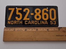 Vintage 1953 Wheaties Cereal North Carolina Bicycle Mini License Plate
