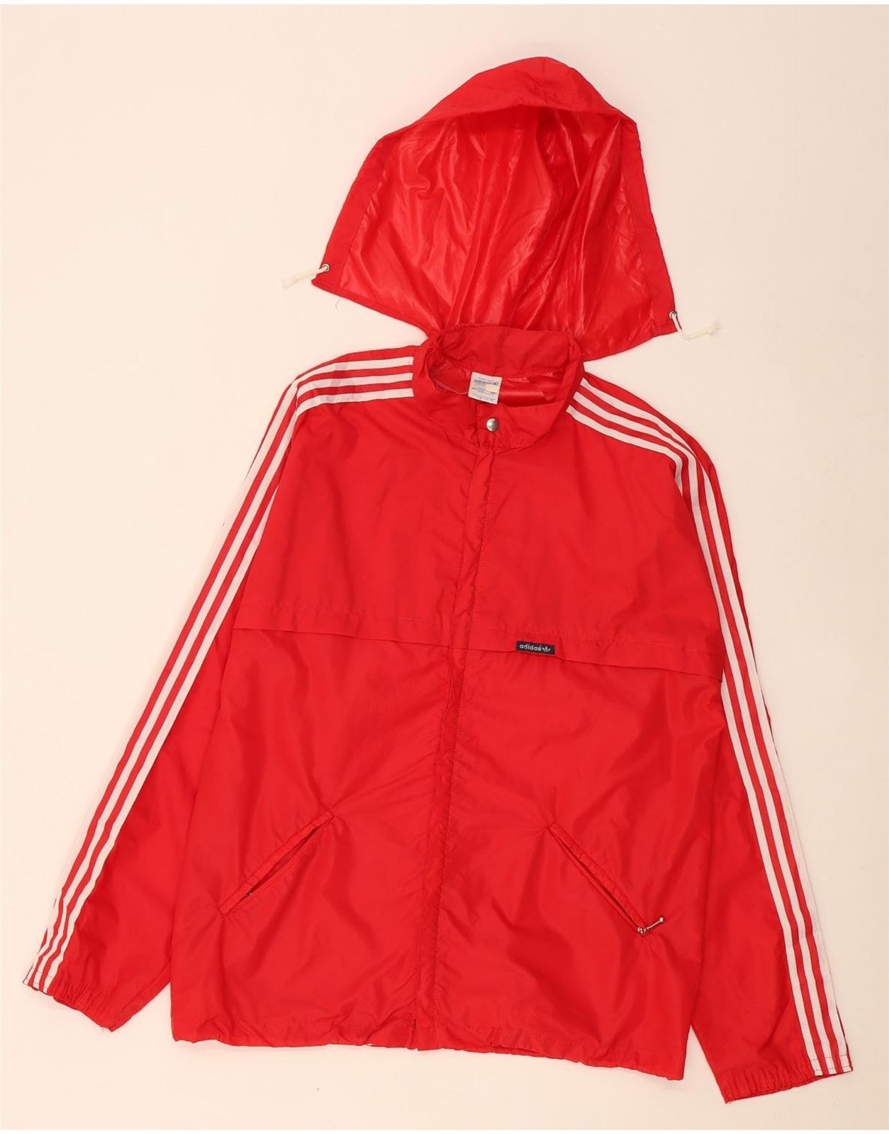 ADIDAS Womens Hooded Rain Jacket UK 16 Large Red Polyester BH20