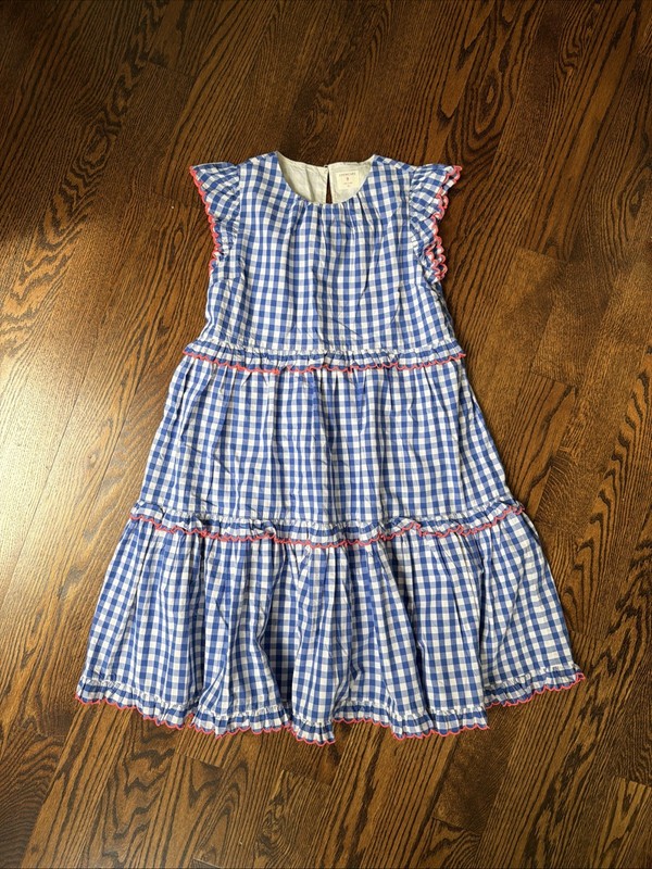 Crewcuts Size 12 Lined Blue Gingham Ruffle Dress NWOT