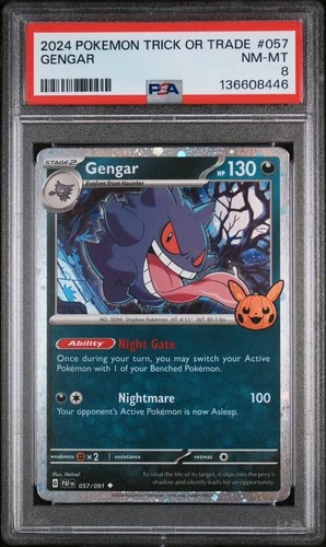 PSA 8 NM-MT Gengar 057/091 COSMOS HOLO Trick or Trade Pokemon Card
