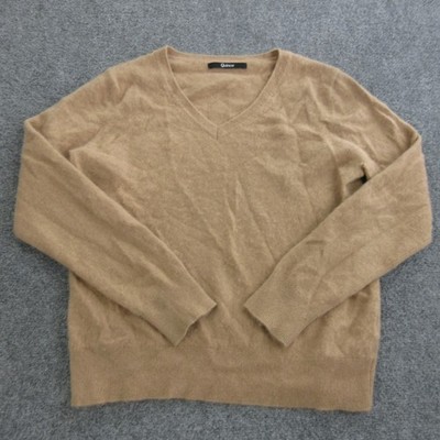 Quince Sweater Mens Large Beige 100% Cashmere V Neck Knit Pullover Soft