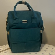 Teal Backpack Diaper Bag with Adjustable Straps, Outer and Inner Pockets