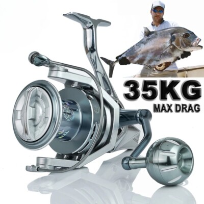 35kg/77lb Max Drag,90% Metal Large Sea Spinning Fishing Reels Durable Saltwater