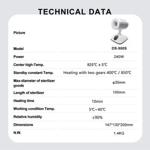 Infrared Inoculation Ring Sterilizer Laboratory Sterilizer Autoclave 400/825°C - Picture 2 of 8