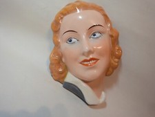 Czechoslovakian Art Deco YOUNG WOMAN Wall Mask 1930&rsquo;s Hand Painted - Royal Dux
