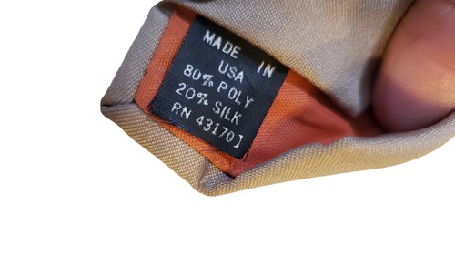 Vintage Neck Tie Van Heusen Polyester Silk Blend Tan w/ Stripes Made In USA - Picture 9 of 10