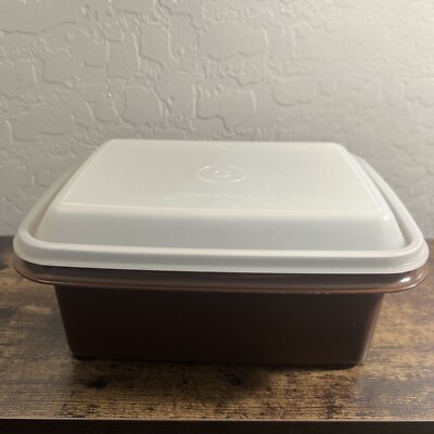 Vintage Tupperware 1254-10 Ice Cream Keeper Brown With Lid