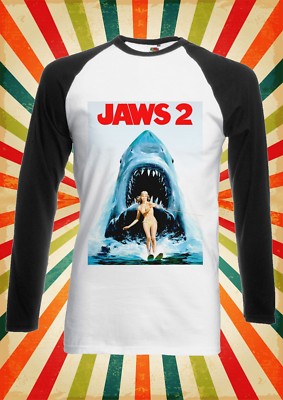 Jaws 2 Steven Spielberg Hai Herren Damen Langarm Baseball T-Shirt 2113