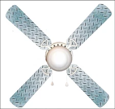 Diamond Plate Garage Shop Den 42" Ceiling Fan and Lamp