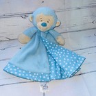 Baby Ganz Blue Monkey Tan Face White Polka Dots Plush Security Blanket Lovey — photo 1