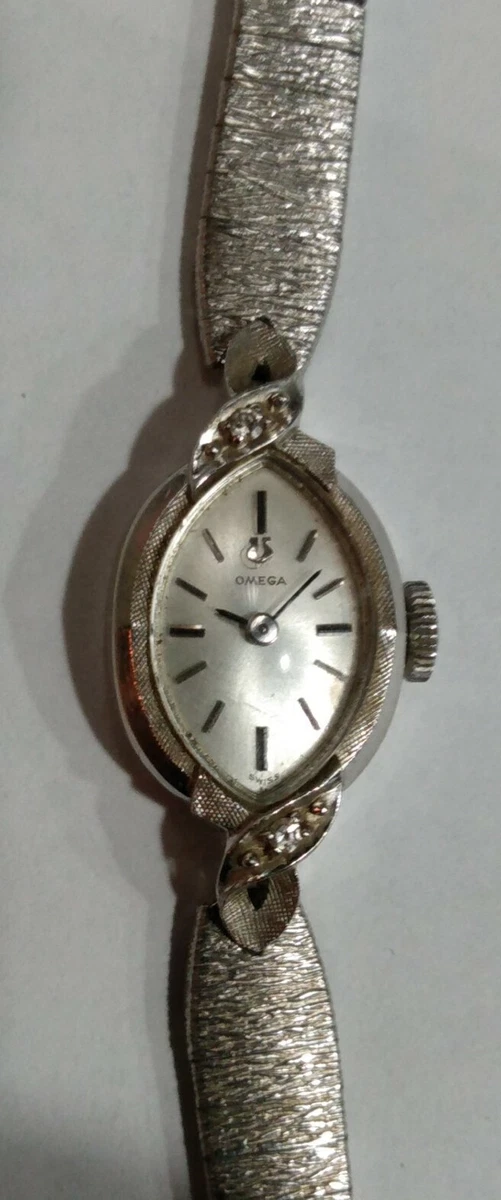 Omega vintage ladies 14k white gold diamond watch new arrivals