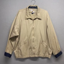 Vintage Cutter Buck Jacket Mens XLarge Brown Khaki Bomber Zip Up Golf Cotton