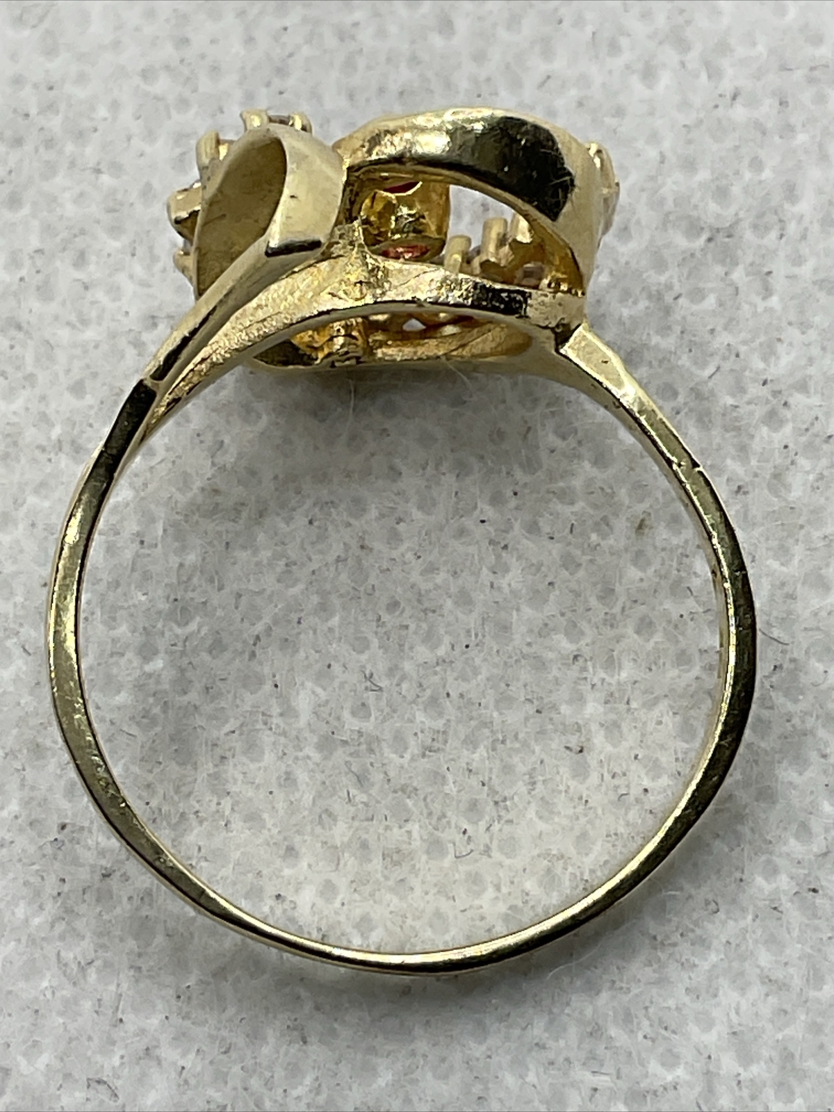 ELEGANT Solid 14K Yellow Gold Created Ruby & Whit… - image 5