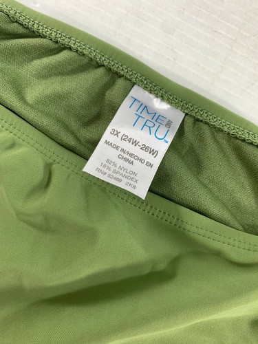 Time & Tru Womens Bikini Bottom Size 3X 24W-26W Green Ruched Sides Mid Rise New - Picture 2 of 5