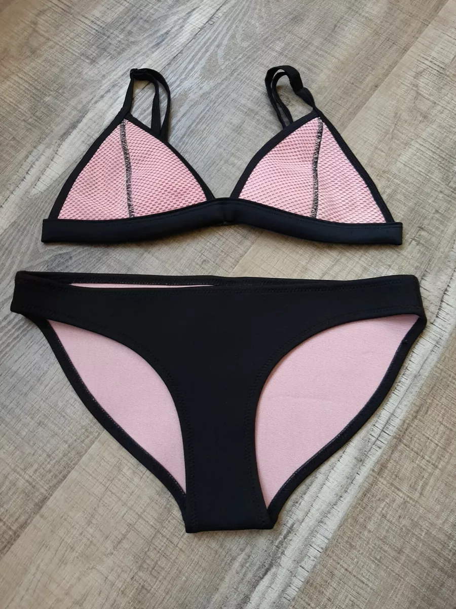 Triangl Bikini Size XS 100% Neoprene Pink Black